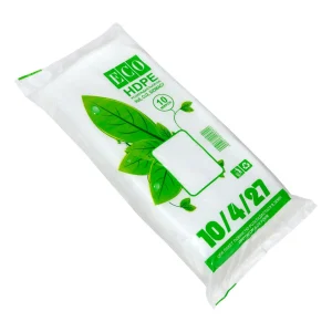 Упаковка екологічних пакетів ECO HDPE, 10 мікрон, розмір 10/4/27, розкладається протягом 3 років